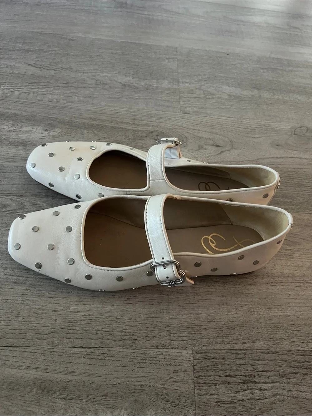Sam Edelman White Studded Mary Jane Flats